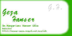 geza hanser business card